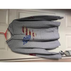 Grunt‎ Style Men's Gray Hoodie with American Eagle and Flag Print
